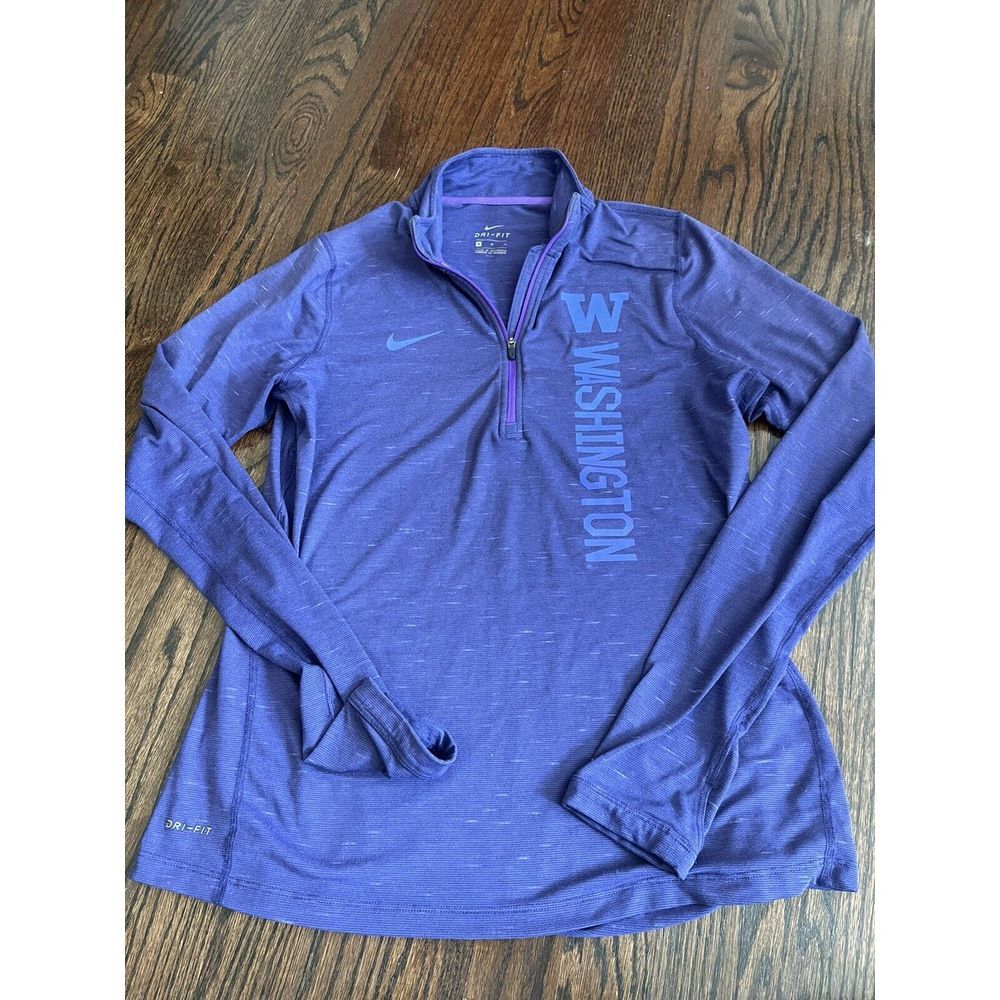 Nike Dri Fit Washington‎ Huskies Womens Medium Half Zip Compression Purple